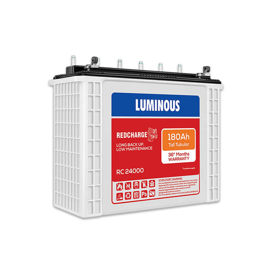 Luminous Red Charge RC 24000 180 Ah Tall Tubular Inverter Battery for Home Office & Shops
