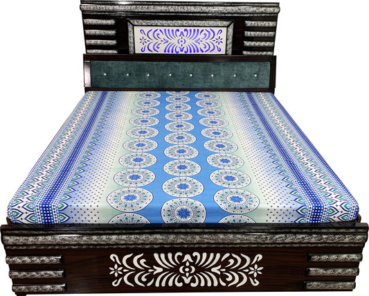 DB2009 Double Bed 6FT (Bluish-Green Suede Fabric, Blue LED Light)