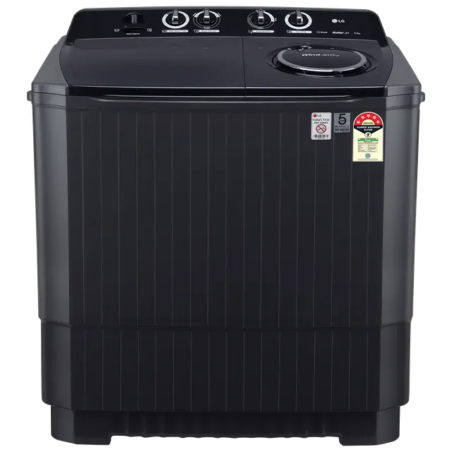 LG 11.5 Kg 5-Star Semi-Automatic Top Loading Washing Machine (P115ASKAZ, Middle Black) with Wind Jet Dry, Rat Away Technology