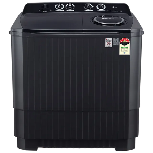 LG 11.5 Kg 5-Star Semi-Automatic Top Loading Washing Machine (P115ASKAZ, Middle Black) with Wind Jet Dry, Rat Away Technology