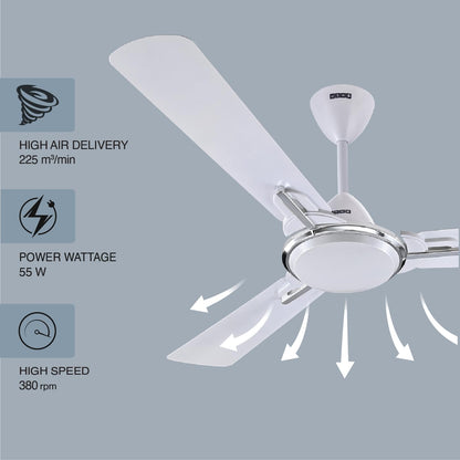 USHA Striker One 1200mm 3 Blade Ceiling Fan (Pearl White, pack of 1)