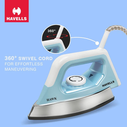 Havells ABS Hawk 1100 Watt Dry Iron (Blue & White)