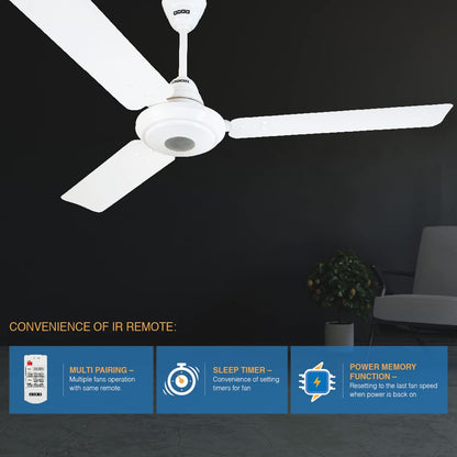 USHA Energia 32W 1200MM 5 Star High Speed BLDC Ceiling Fan With Remote Control (Rich White)