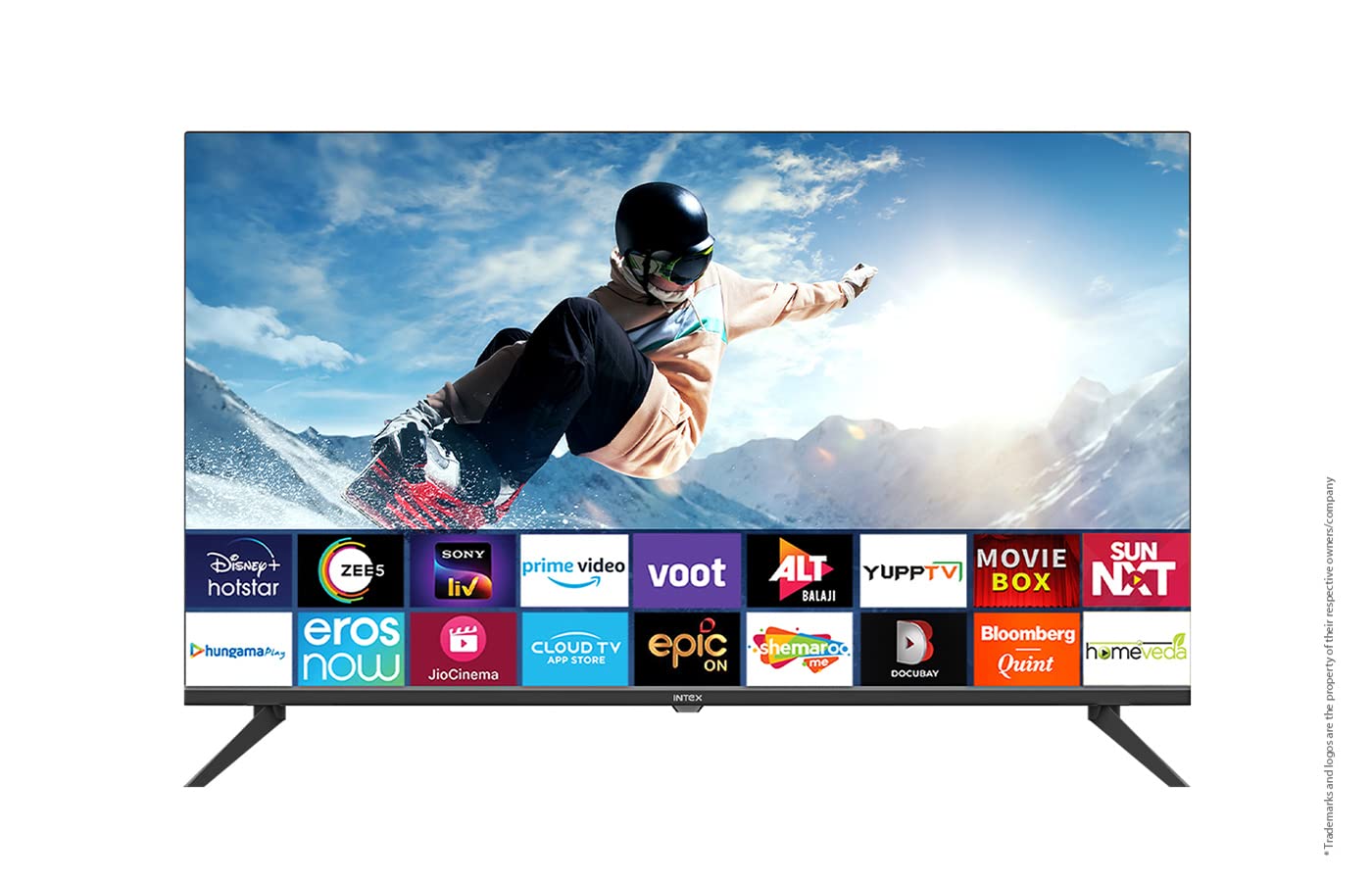 Intex LED 43in (109 cm) Android Cloud Full HD (AOSP) Frameless Smart LED TV with Smart Remote with Voice, Black, SFF4321