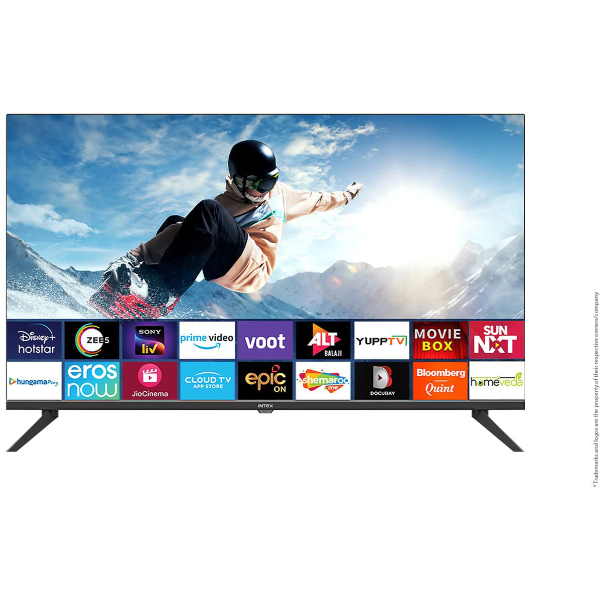 Intex LED 43in (109 cm) Android Cloud Full HD (AOSP) Frameless Smart LED TV with Smart Remote with Voice, Black, SFF4321