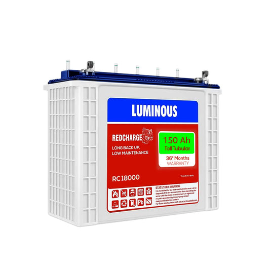 Luminous Red Charge RC 18000 150 Ah, Tall Tubular Inverter Battery for Home, Office & Shops