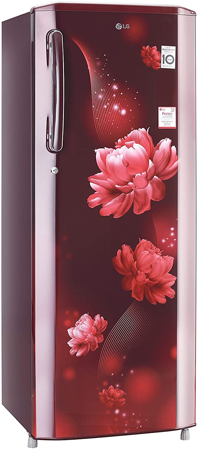 LG 261L 3 Star Inverter Direct-Cool Single Door Refrigerator (GL-B281BSCX, Scarlet Charm)