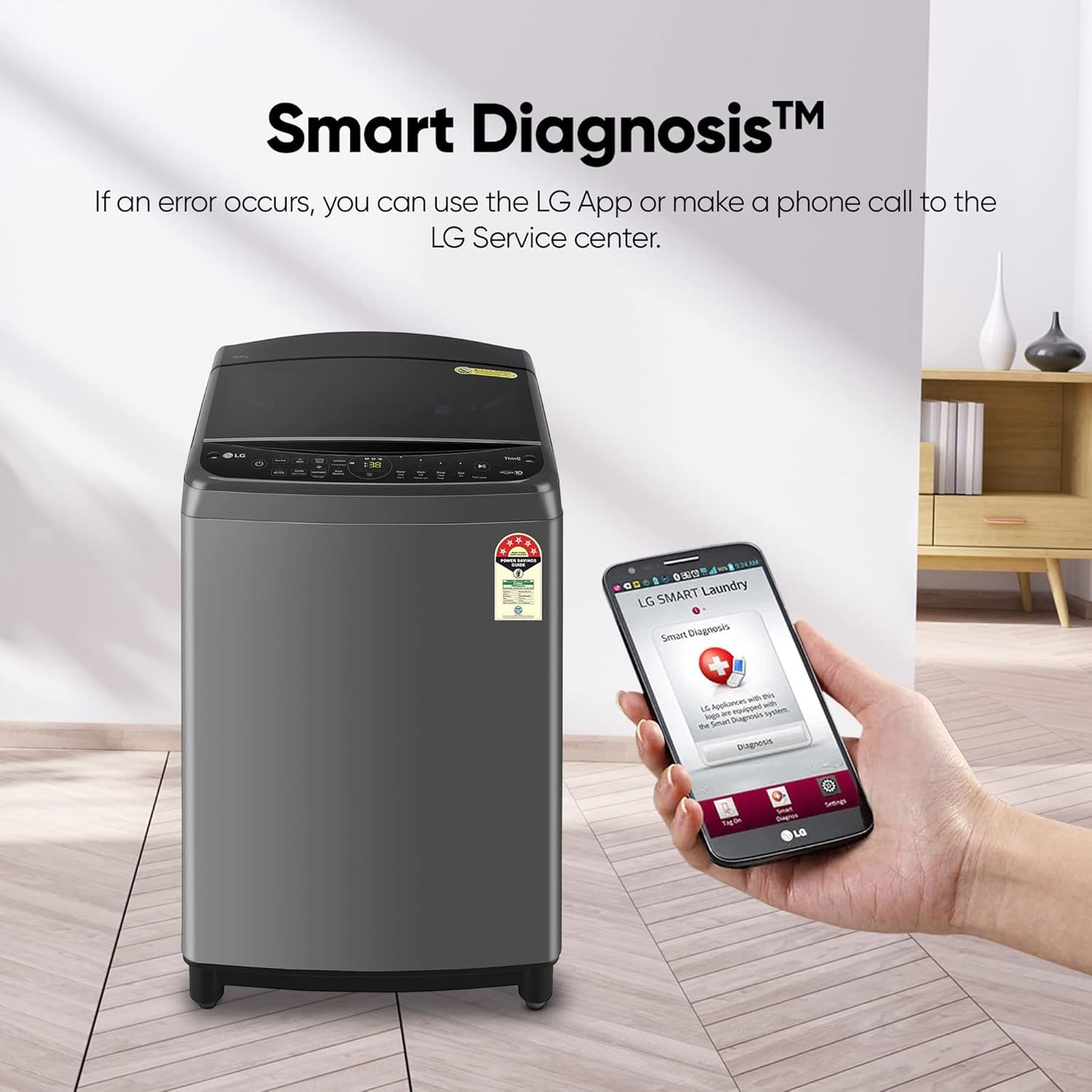 LG 10 Kg 5-Star Inverter Wi-Fi Fully-Automatic Top Load Washing Machine (THD10NWM, Middle Black, AIDD Technology)