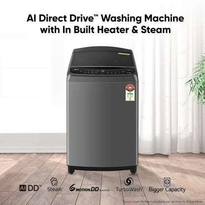 LG 10 Kg 5-Star Inverter Wi-Fi Fully-Automatic Top Load Washing Machine (THD10NWM, Middle Black, AIDD Technology)