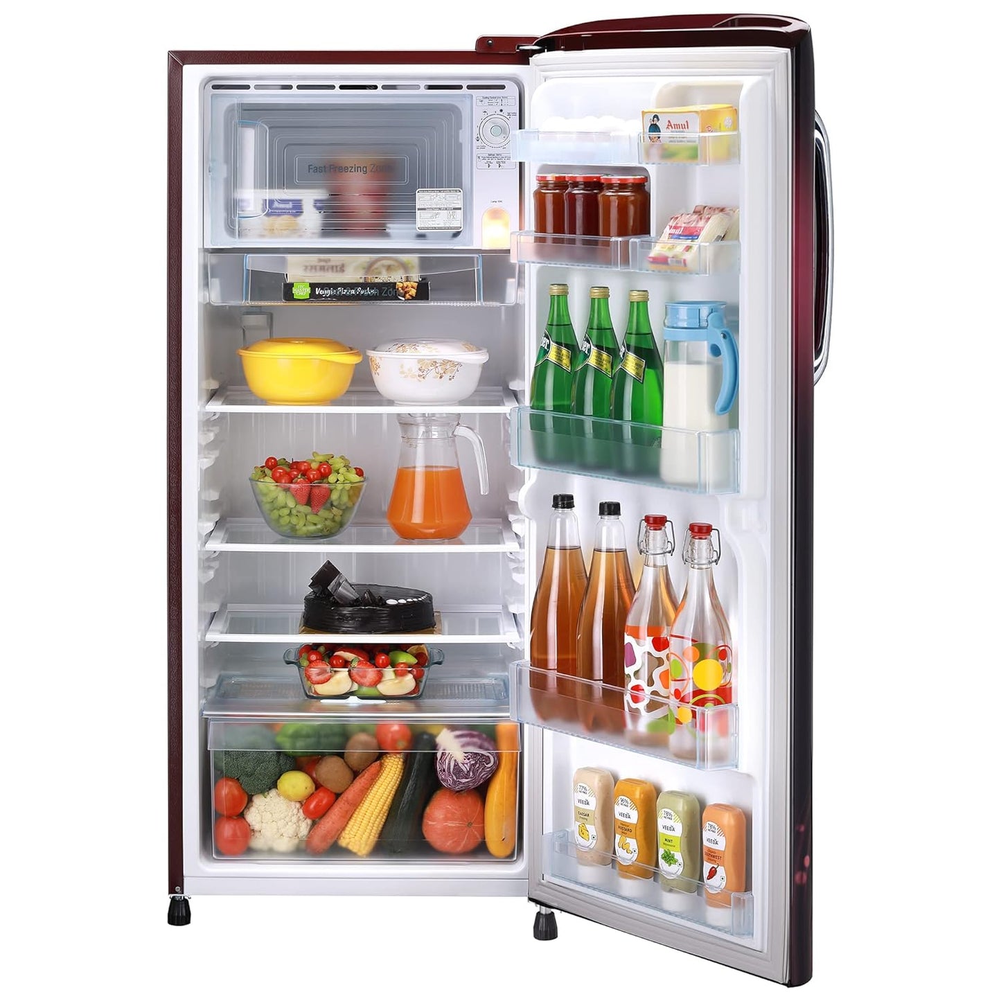 LG 224L 4 Star Inverter Direct-Cool Single Door Refrigerator (GL-B241ASVY, Scarlet Victoria, Smart Connect)