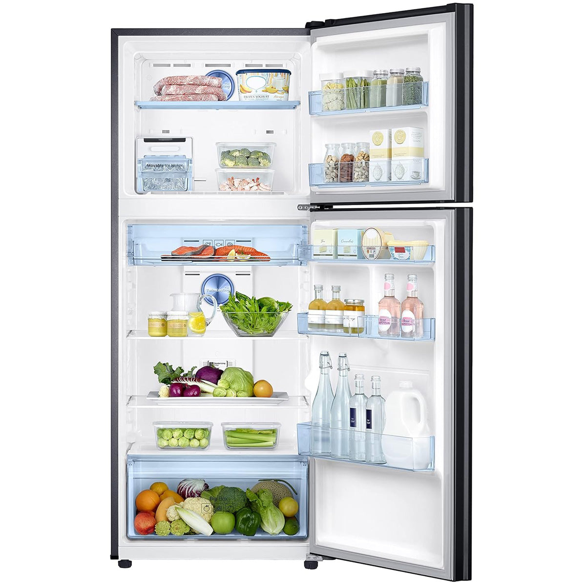 Samsung 363L 2 Star Inverter Frost-Free Convertible 5 In 1 Double Door Refrigerator (RT39C5532BS/HL, Black Inox)