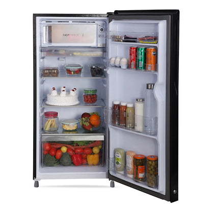 Haier 185L 1 star Direct Cool Single Door Refrigerator with Toughened Glass Shelfs (HRD-2061SKC-N, premium Black Calla Finish)