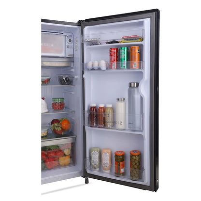 Haier 185L 1 star Direct Cool Single Door Refrigerator with Toughened Glass Shelfs (HRD-2061SKC-N, premium Black Calla Finish)