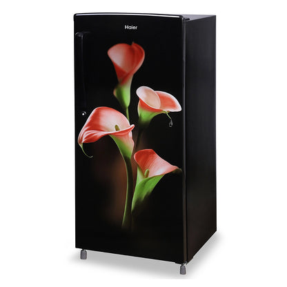 Haier 185L 1 star Direct Cool Single Door Refrigerator with Toughened Glass Shelfs (HRD-2061SKC-N, premium Black Calla Finish)