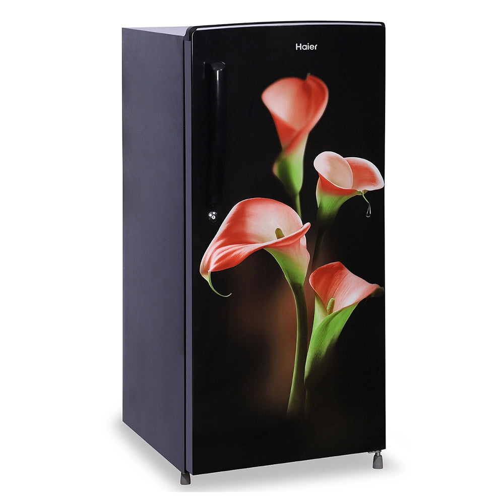 Haier 185L 1 star Direct Cool Single Door Refrigerator with Toughened Glass Shelfs (HRD-2061SKC-N, premium Black Calla Finish)