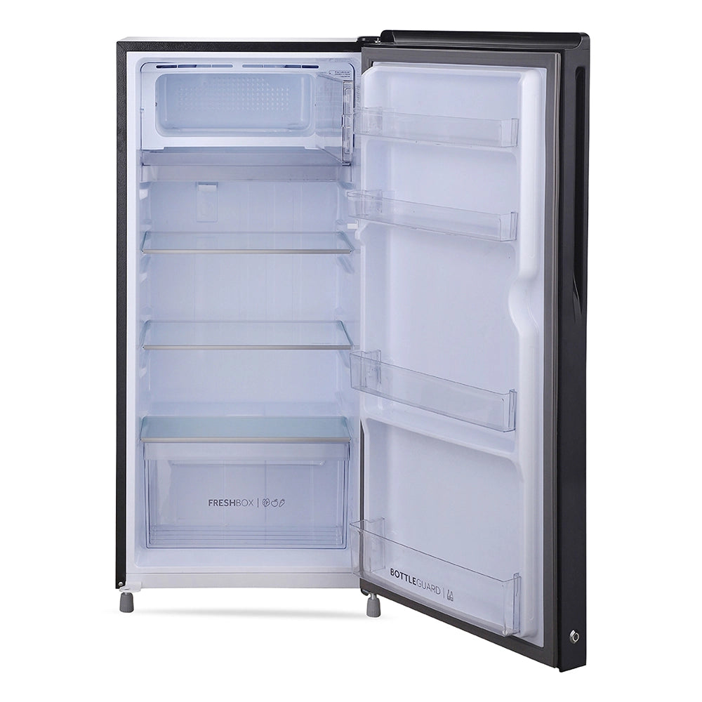 Haier 185L 1 star Direct Cool Single Door Refrigerator with Toughened Glass Shelfs (HRD-2061SKC-N, premium Black Calla Finish)