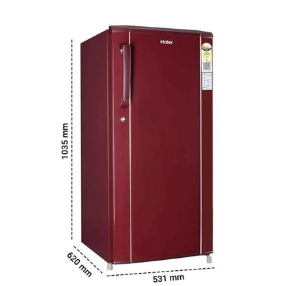 Haier 165 Litre 1 Star Direct Cool Single Door Refrigerator (HRD-1861BBR-N, Red)