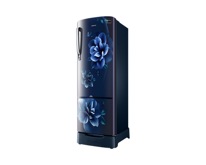 Samsung 246L 3 Star Inverter Direct-Cool Single Door Refrigerator (RR26C3893CU/HL, Camellia Blue) with Base Stand Drawer