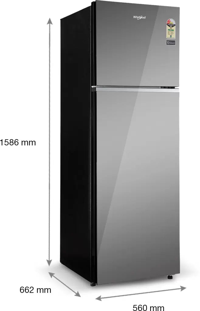 Whirlpool 265L Frost Free Double Door 2 Star Refrigerator with Glass Door (Crystal Mirror, Neo 278GD PRM)